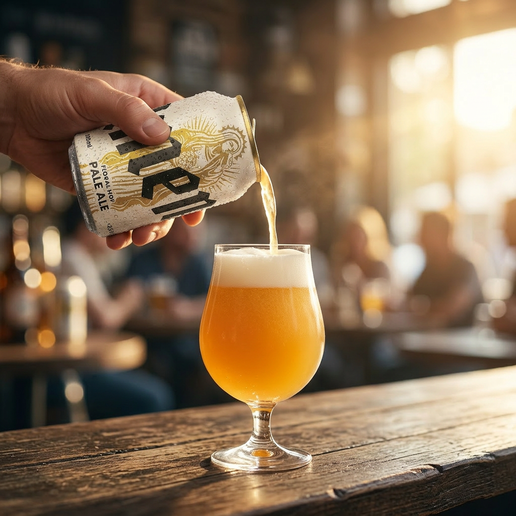 Amen pale ale poured into a tulip glass